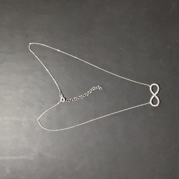 Sterling Silver CZ Infinity Symbol Dainty Delicate Statement Necklace - Picture 2 of 2